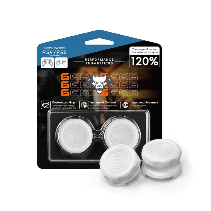 2 KTF silicon joystick cap inaltime / gamepad cap protectie Culoarea ondulei apei este alb pentru PS4 / PS5 / 8BitDo Ultimate