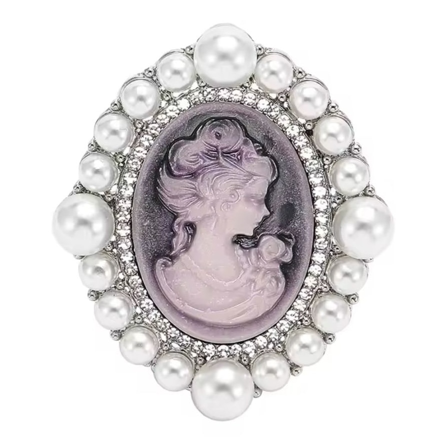 Brosa camee cu perle VP9145 lila