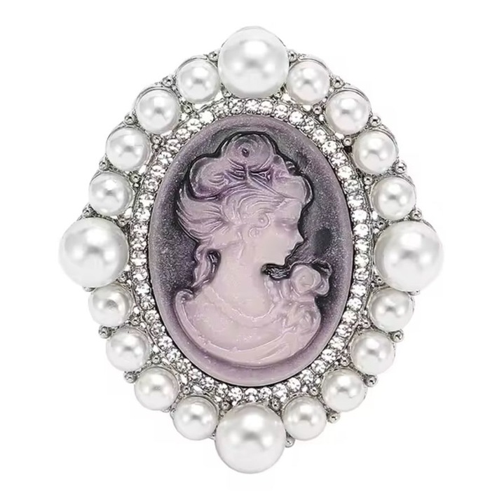 Brosa camee cu perle VP9145 lila