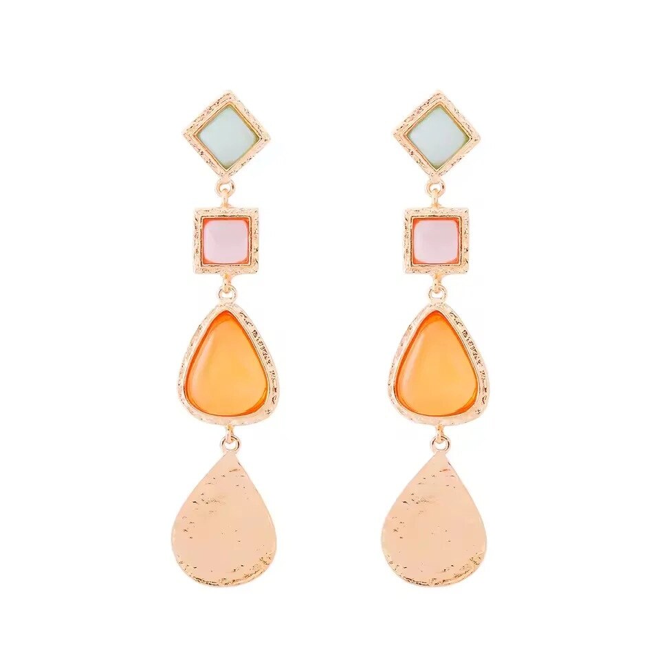 Cercei aurii, lungi, cu pietre, Rawald C15