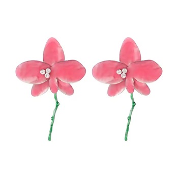 Cercei roz, forma de floare supradimensionata, Revna C15 Cercei roz, forma de floare supradimensionata, Revna C15