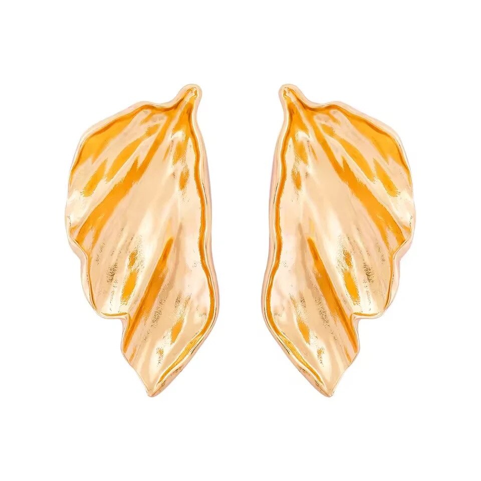 Cercei aurii, forma de petala supradimensionata, Paulus C12