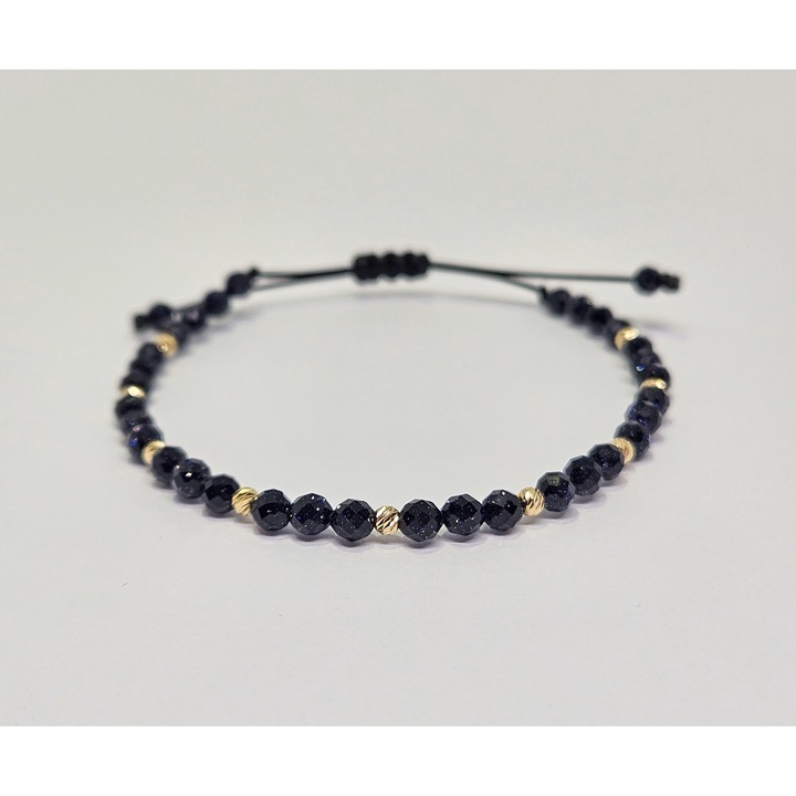 Bratara cu 9 bilute de aur si pietre semipretioase piatra soarelui