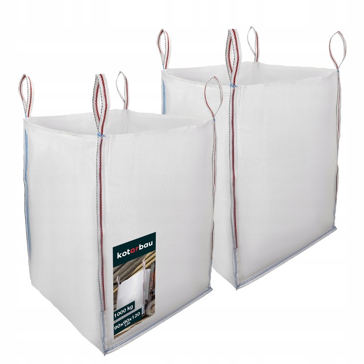 Set 2 saci, Kotarbau, polipropilena, capacitate 1000 kg, 90 x 90 x 120 cm, alb