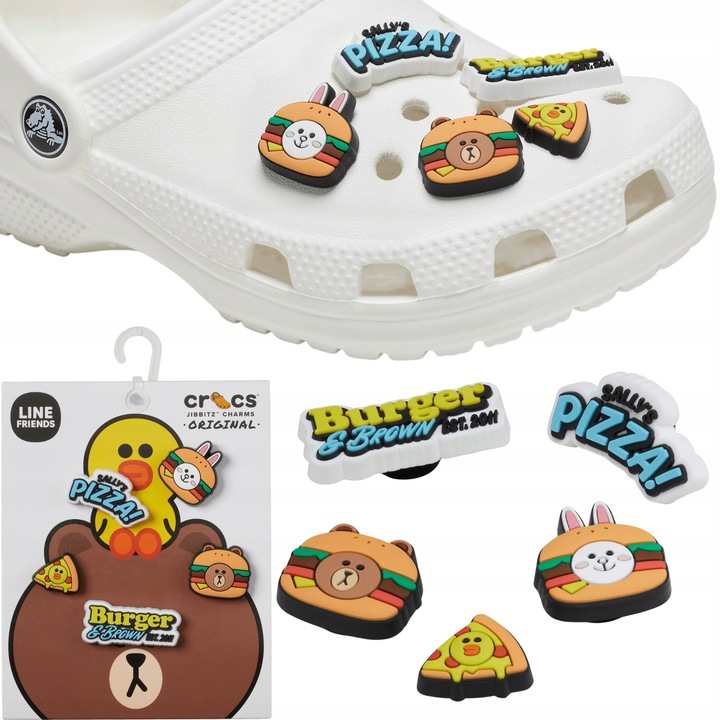 Accesoriu, Crocs, Jibbitz, Pin, Set de 5, Line Friends, Pentru Pantofi, Mat, Asimetric, Pentru Copii Si Adulti, Plastic, Multicolor