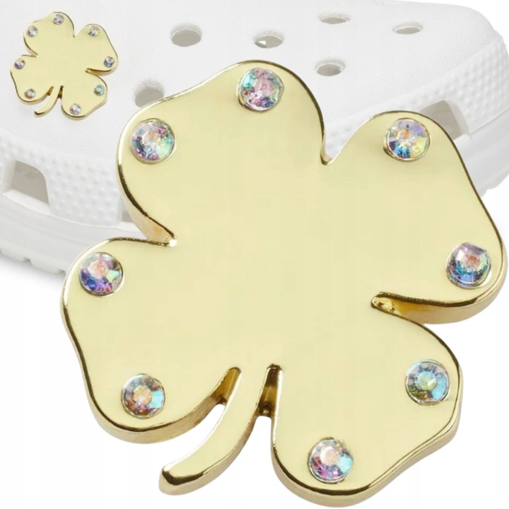 Accesoriu, Crocs, Jibbitz, Pin, Gold Clover, Pentru Pantofi, Lucios, Asimetric, Pentru Copii Si Adulti, Plastic, Multicolor