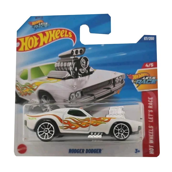 Masinuta Hot Wheels Rodger Dodger, Alb, 1:64