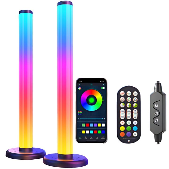 LED светлинен комплект JOZY®, модерен дизайн, функционален, с дистанционно управление и bluetooth, твърд, околен RGB, многоцветен