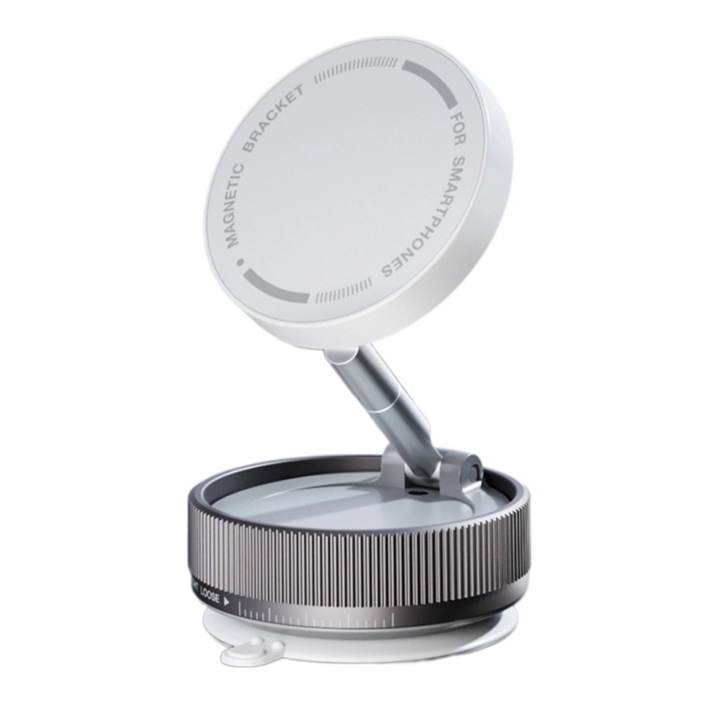 Autós telefontartó, 360°-ban elforgatható, erős markolat, körkörös hűtési kialakítás, kompatibilis iPhone és MagSafe készülékekkel, fehér