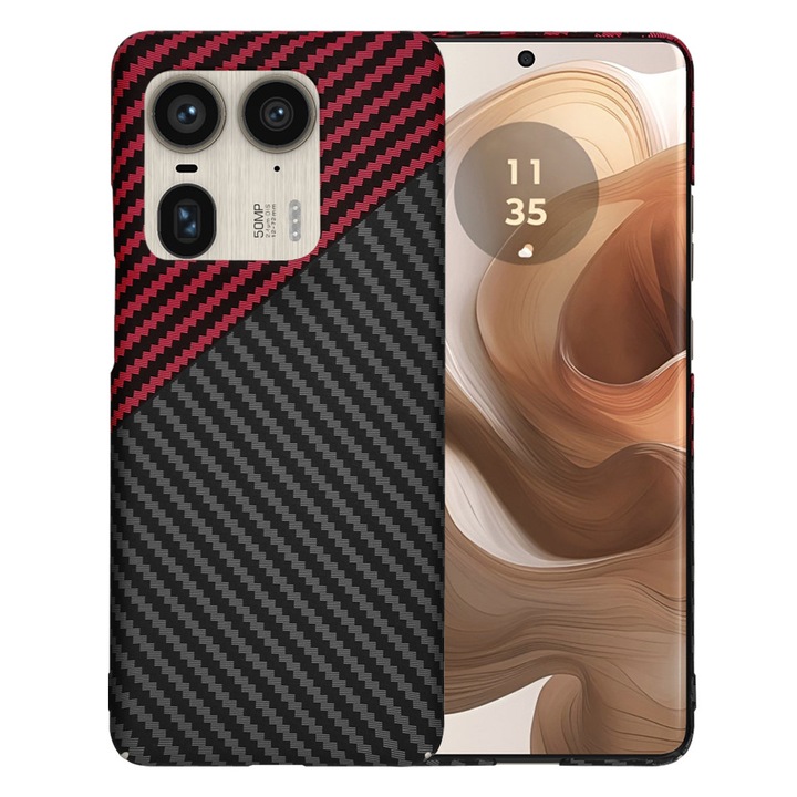 Калъф за Motorola Edge 50 Ultra, от поликарбонат, Stef's Cat, Тъмночервен