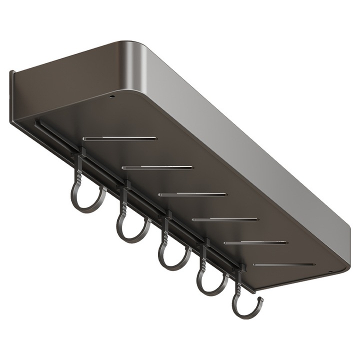 Suport condimente suspendat, Somesca, metal, design modern, gri, dimensiuni 5x30cm