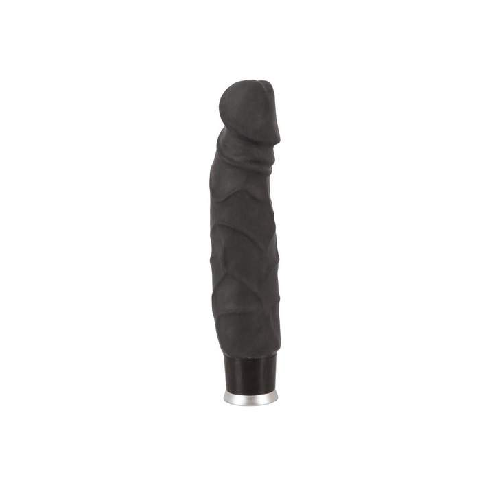 Vibrator Big Vibe, Nature Skin, 8 moduri de vibratie, 23x4,5cm, negru