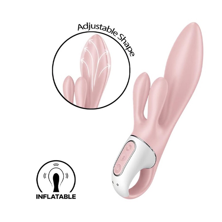 Вибратор Satisfyer Air Pump Bunny 3, розов, 2 мотора, регулируем диаметър