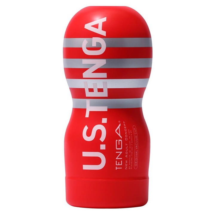 Мастурбатор Tenga, Вакуумна чаша, Ultra Size, 18.1 x 8 см, Червен/Бял