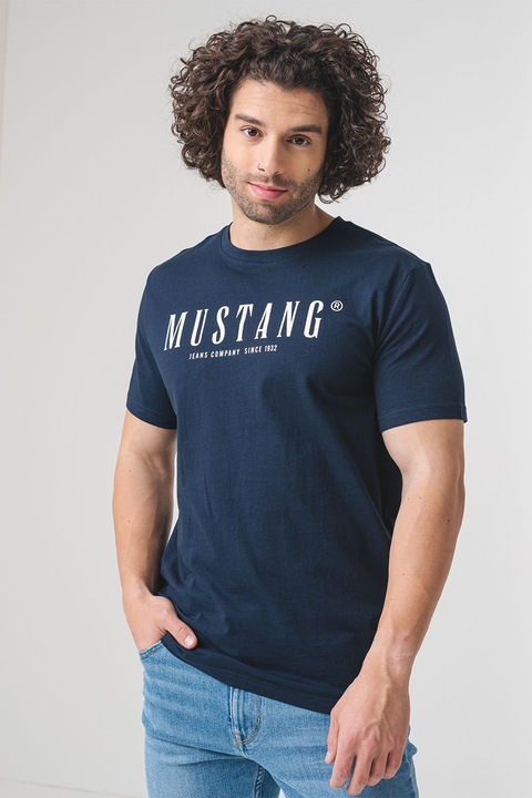 Mustang, Kerek nyakú póló logómintával, Tengerészkék