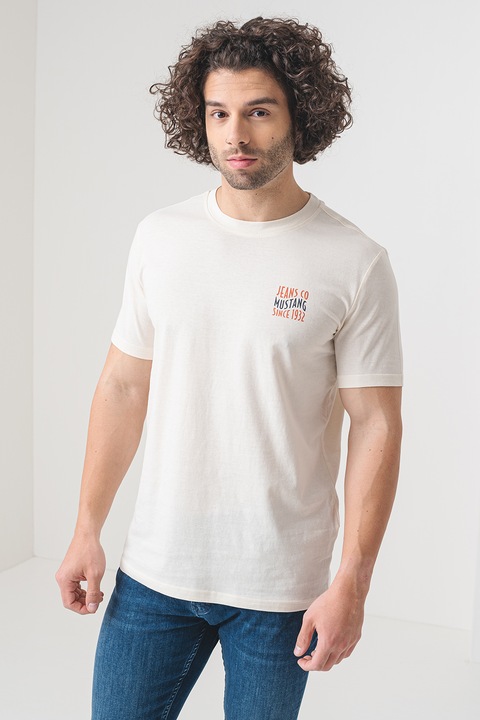 Mustang, Kerek nyakú pamutpóló, Csontszín