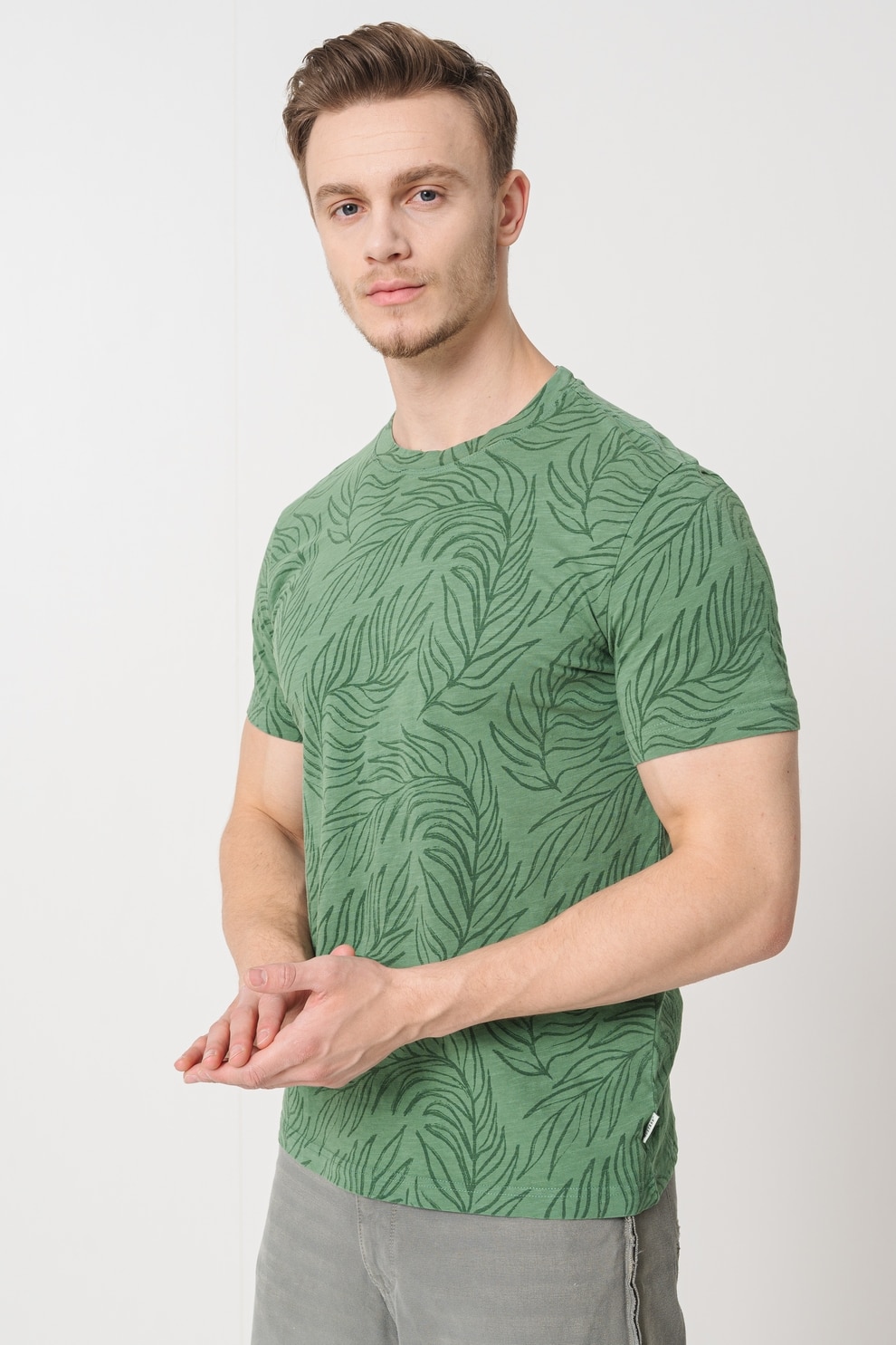 Mustang, Tricou cu imprimeu grafic, Verde prafuit, XL