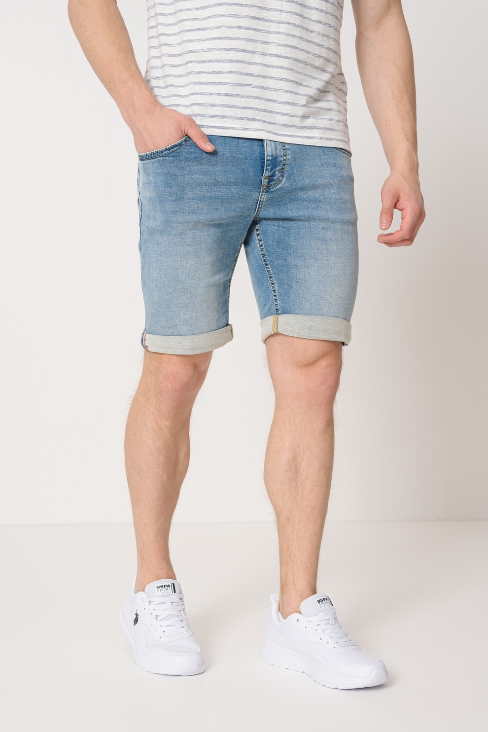 Mustang, Bermude de denim, Albastru deschis melange, 36