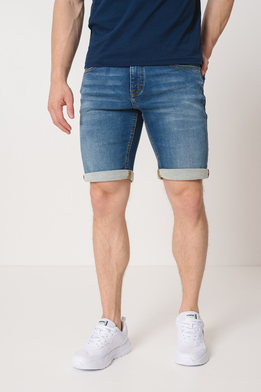 Mustang, Bermude de denim, Albastru melange, 36