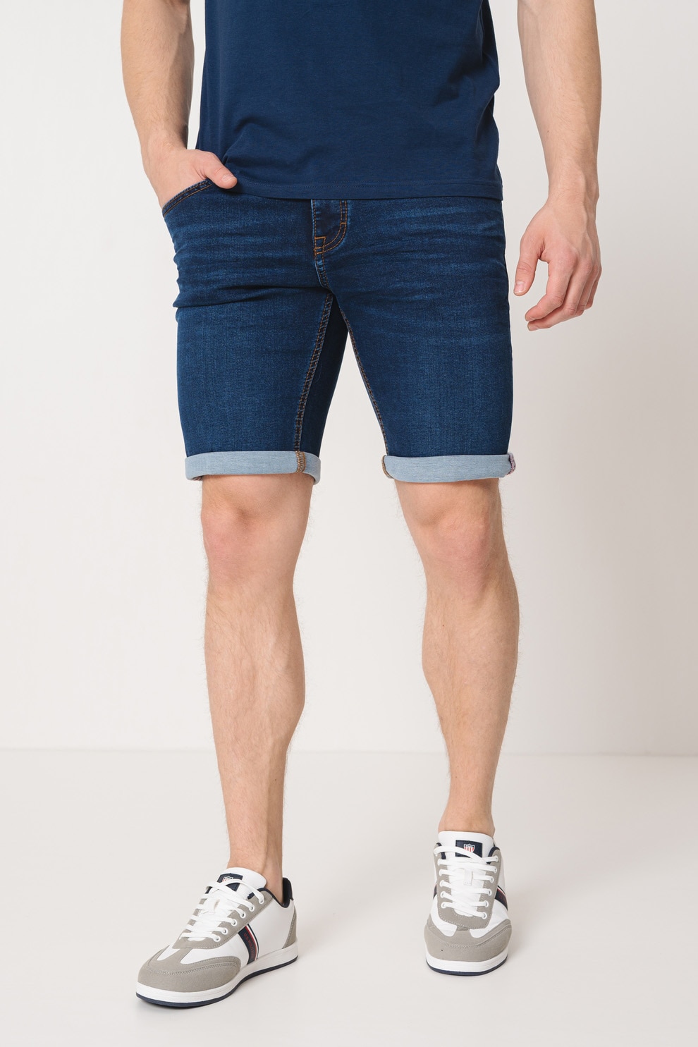 Mustang, Bermude de denim, Albastru inchis, 33
