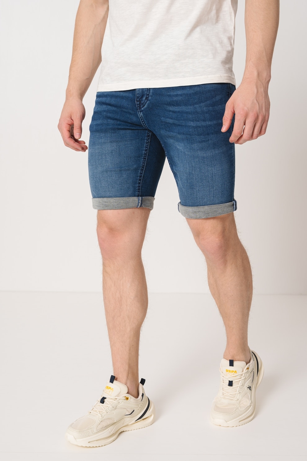 Mustang, Bermude de denim, Albastru inchis, 38