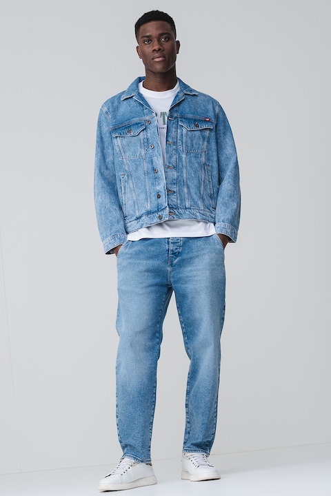 Mustang, Jacheta din denim cu buzunare pe piept, Albastru deschis melange