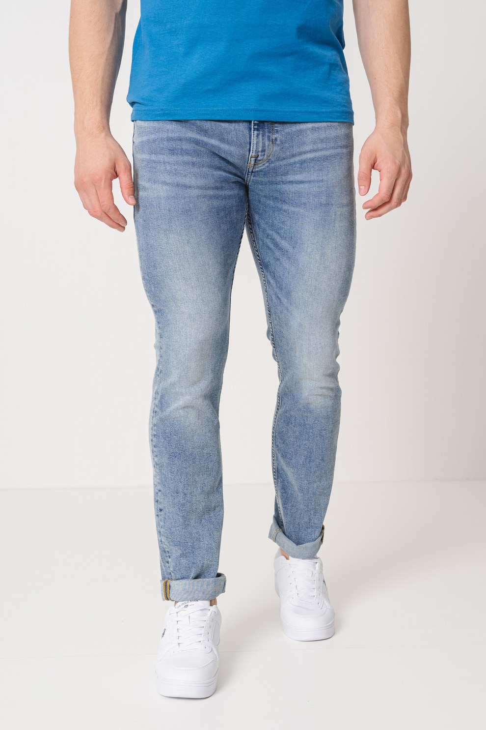 Mustang, Blugi slim fit, Albastru deschis melange, W38-L32