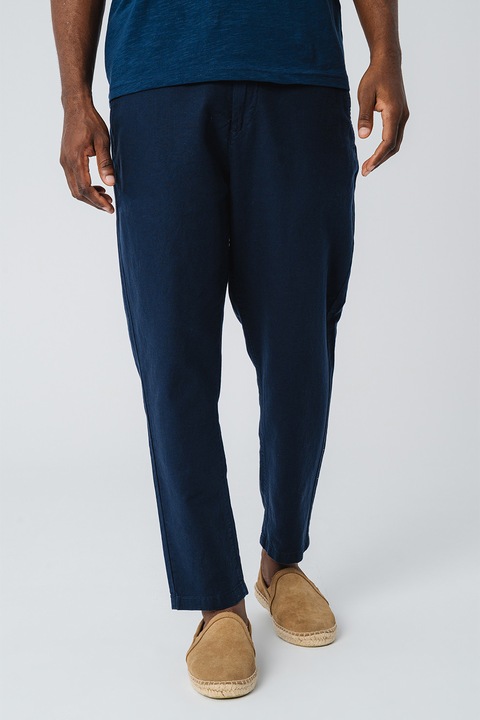 Mustang, Панталон Milano с лен, Тъмносин