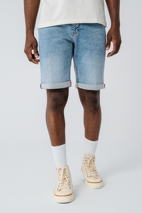 Mustang, Blugi scurti cu terminatii pliabile Chicago, Albastru