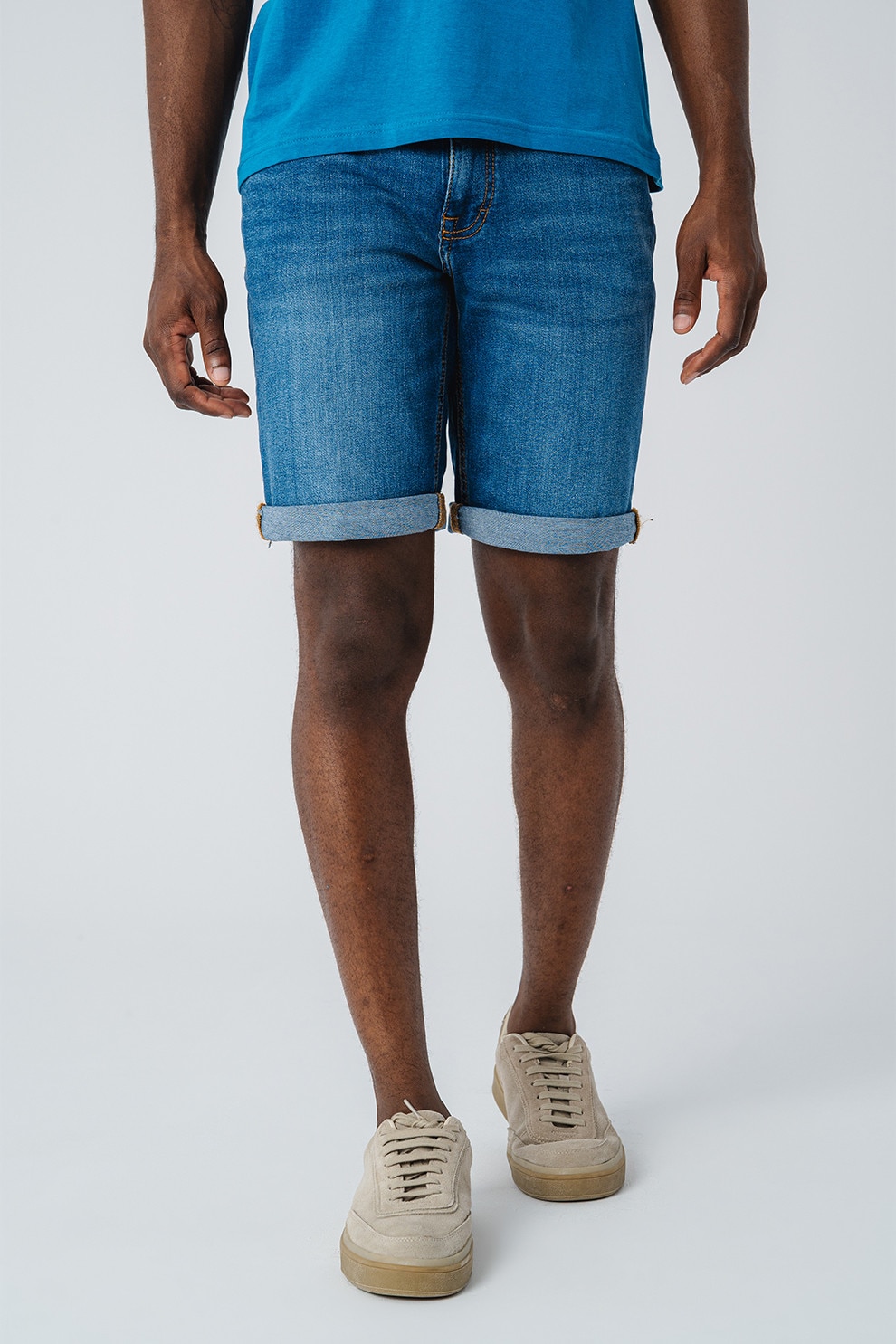 Mustang, Bermude slim fit cu talie medie Washington, Albastru inchis, Albastru, 34