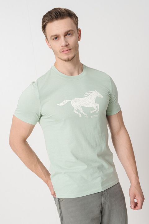 Mustang, Logós póló, Fehér/Mentazöld