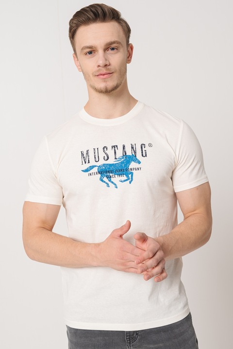 Mustang, Logós pamutpóló, Törtfehér/Kék