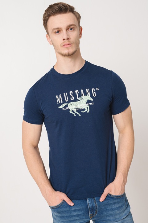 Mustang, Logós pamutpóló, Tengerészkék/Mentazöld