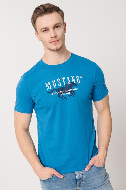 Mustang, Logós pamutpóló, Fekete/Kék