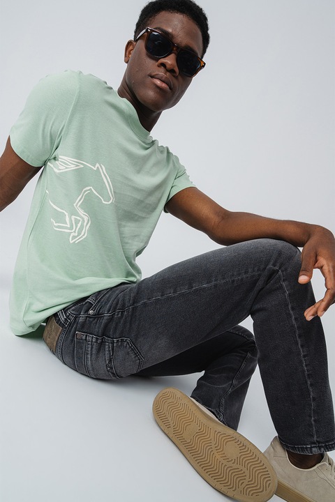 Mustang, Austin mintás póló, Fehér/Mentazöld