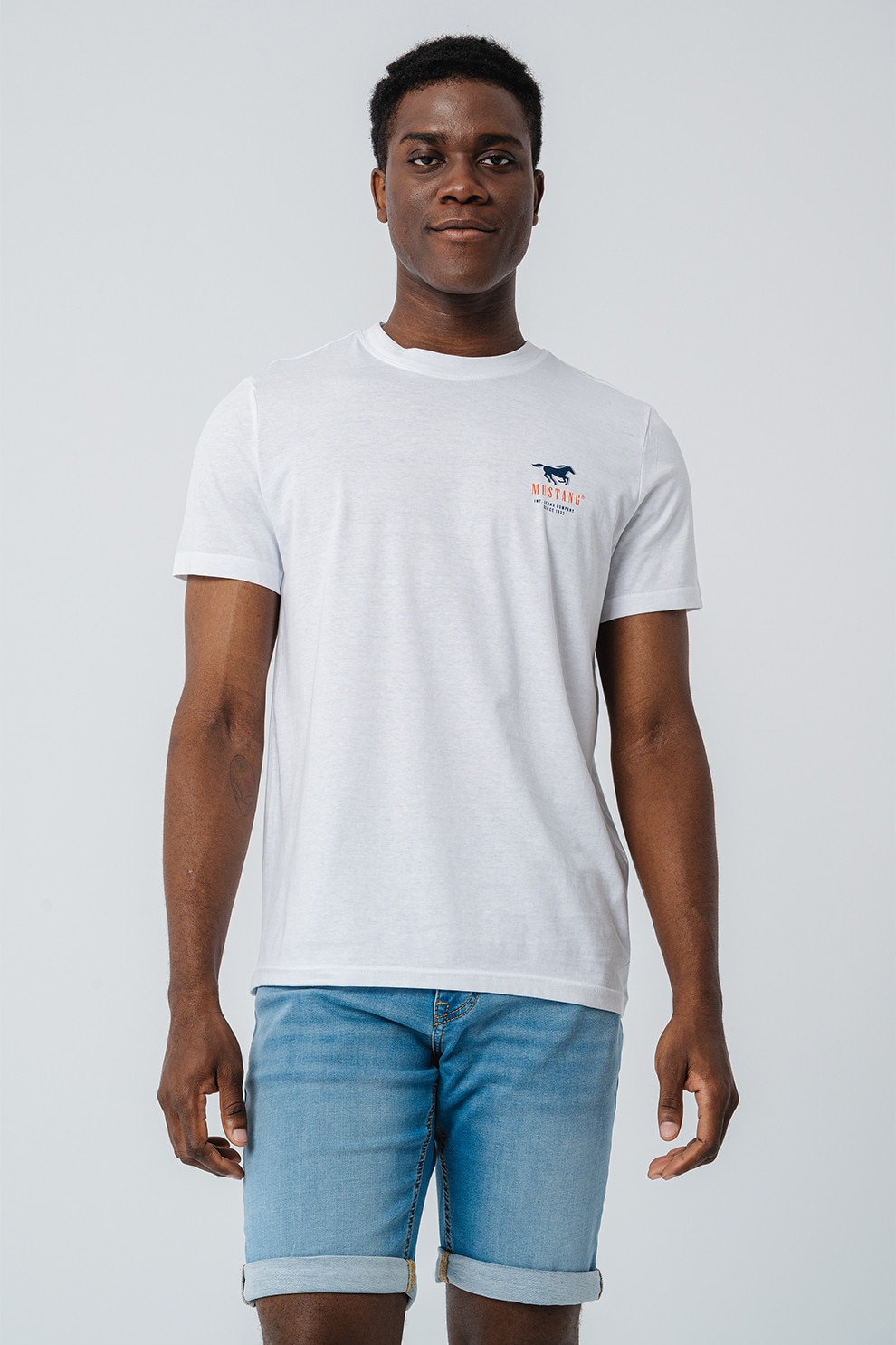 Mustang, Tricou cu decolteu la baza gatului Austin, Portocaliu, Alb murdar, L