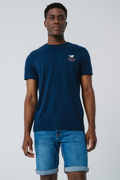 Mustang, Austin kerek nyakú póló, Fehér/Narancssárga/Tengerészkék