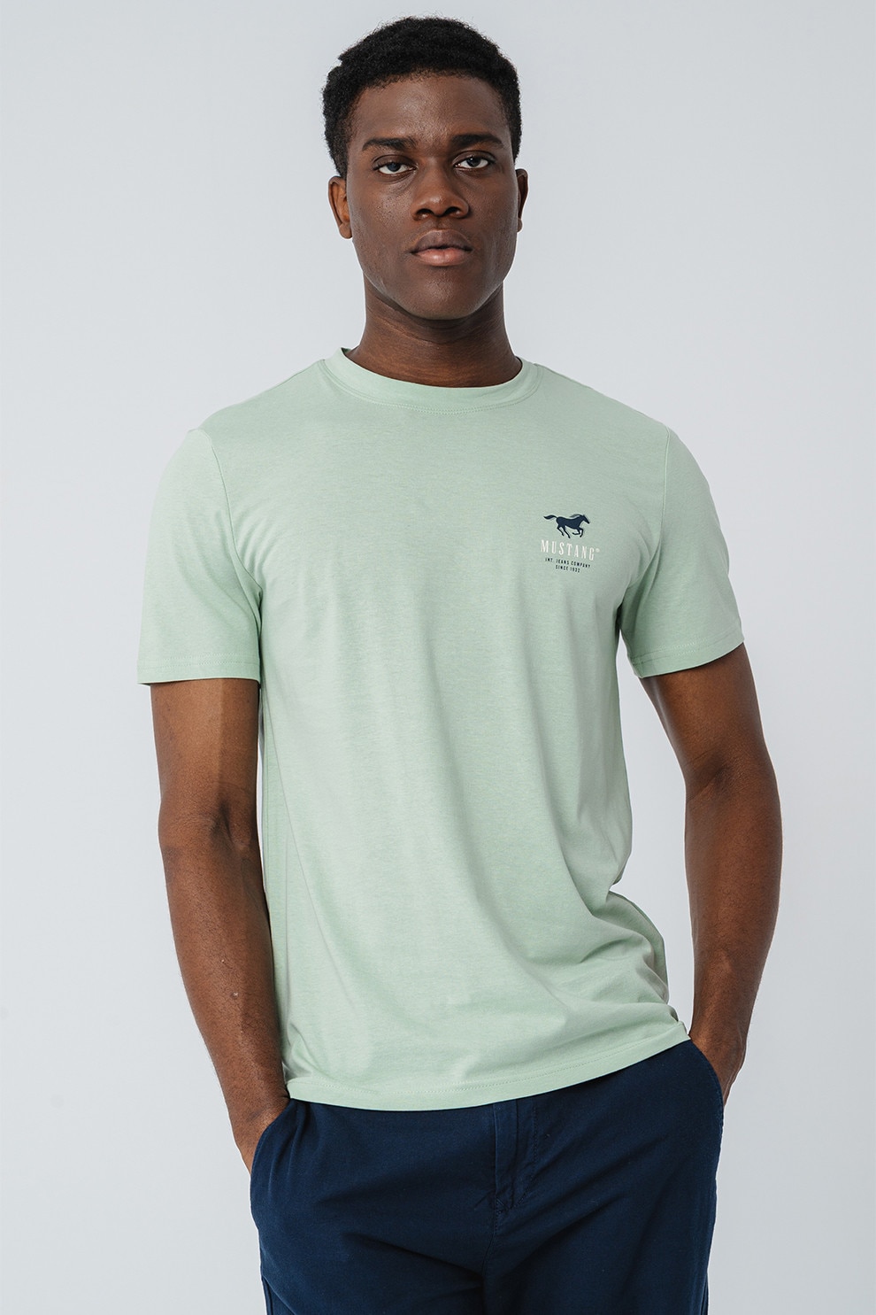 Mustang, Tricou cu decolteu la baza gatului Austin, Alb, Bleumarin, Verde menta, XL