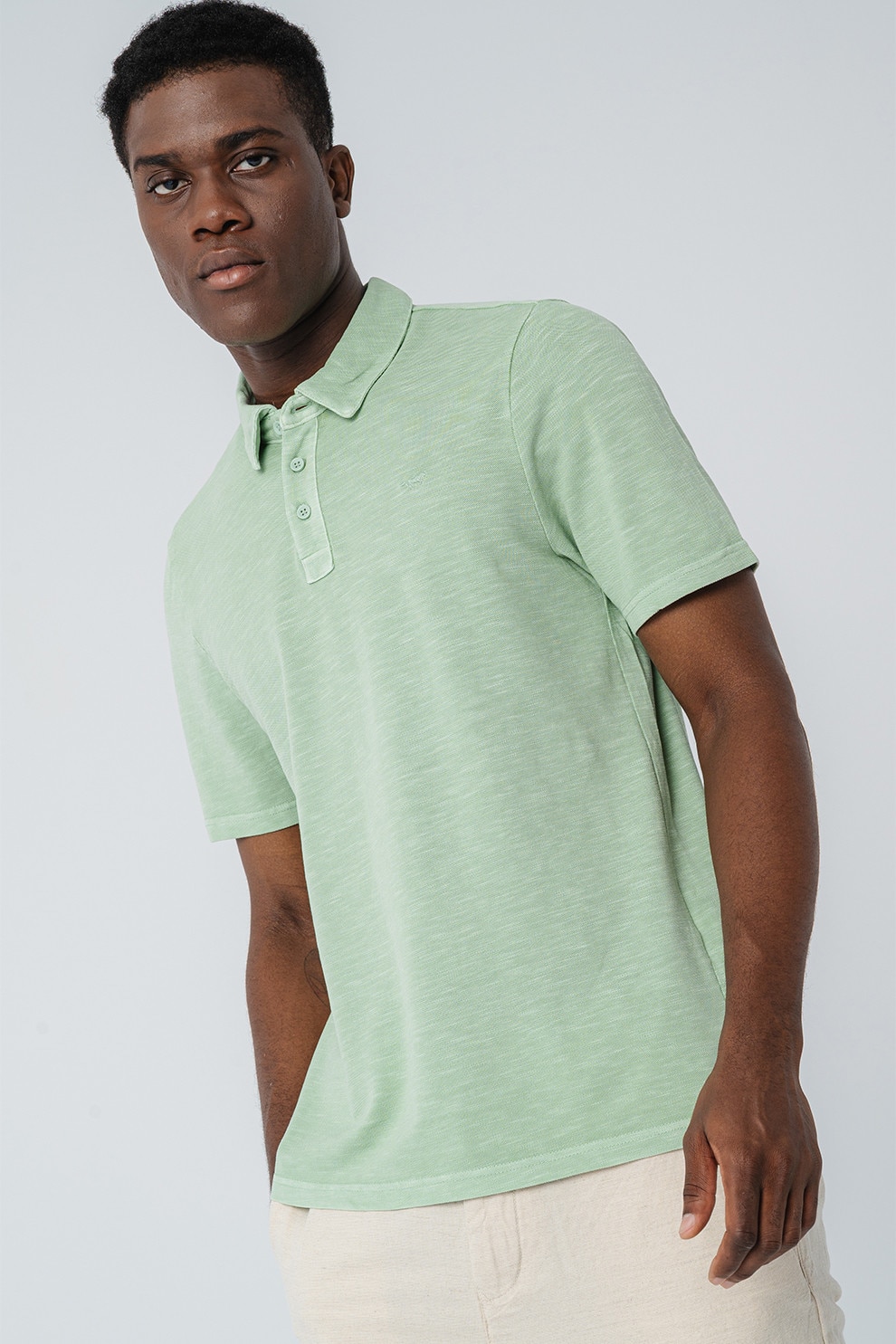Mustang, Tricou polo din bumbac Palco Palco, Verde pal, XL