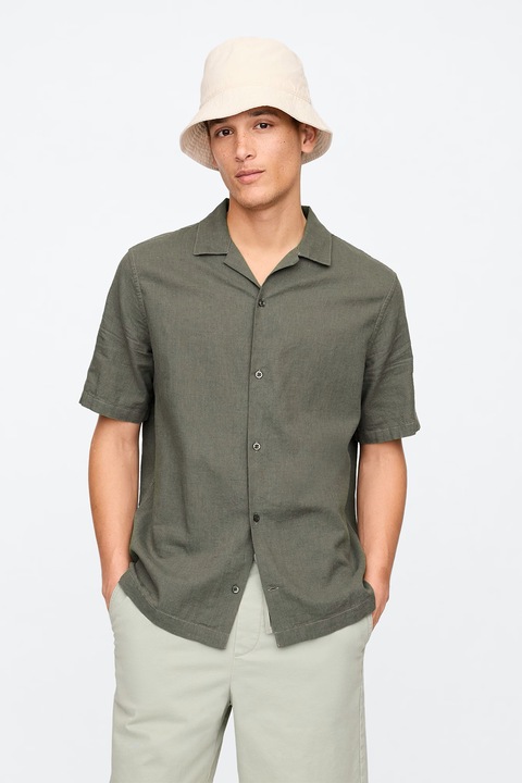 GAP, Len- és pamuttartalmú ing, Khaki