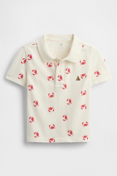 GAP, Tricou polo cu imprimeu, Rosu/Alb fildes