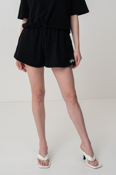 GAP, Pantaloni scurti evazati cu snur in talie, Negru