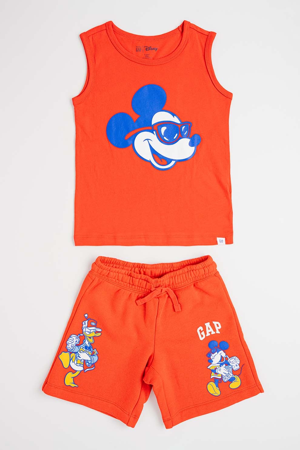 GAP, Set de pantaloni scurti si top Mickey Mouse, Rosu, 90 CM