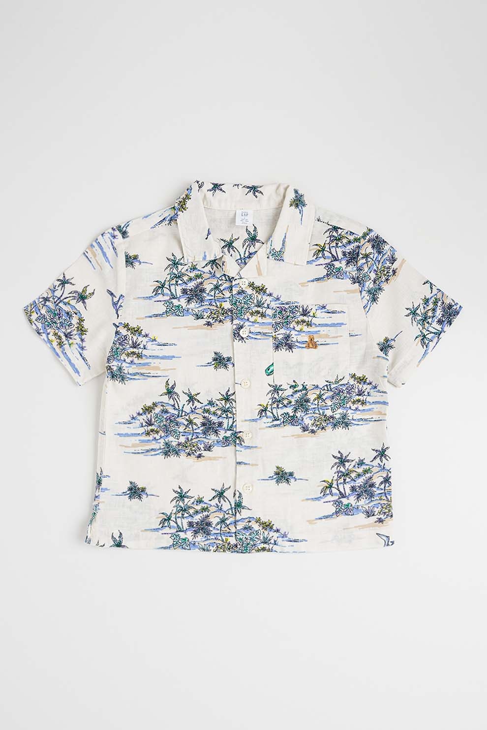 GAP, Camasa cu maneci scurte si model, Maro, Maro taupe deschis, 100 CM