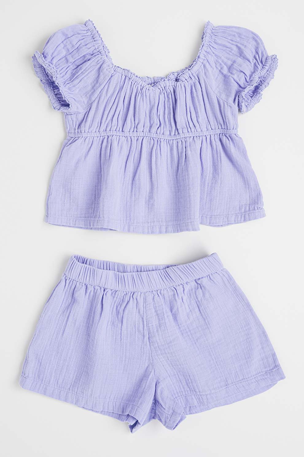 GAP, Set de bluza si pantaloni scurti, Lila, 130 CM