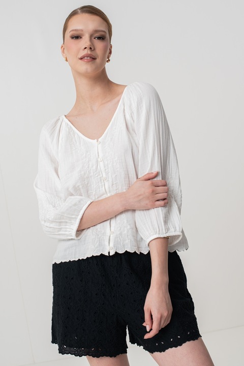 GAP, Bluza supradimensionata cu decolteu in V, Alb