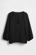 GAP, Bluza supradimensionata cu decolteu in V, Negru, L