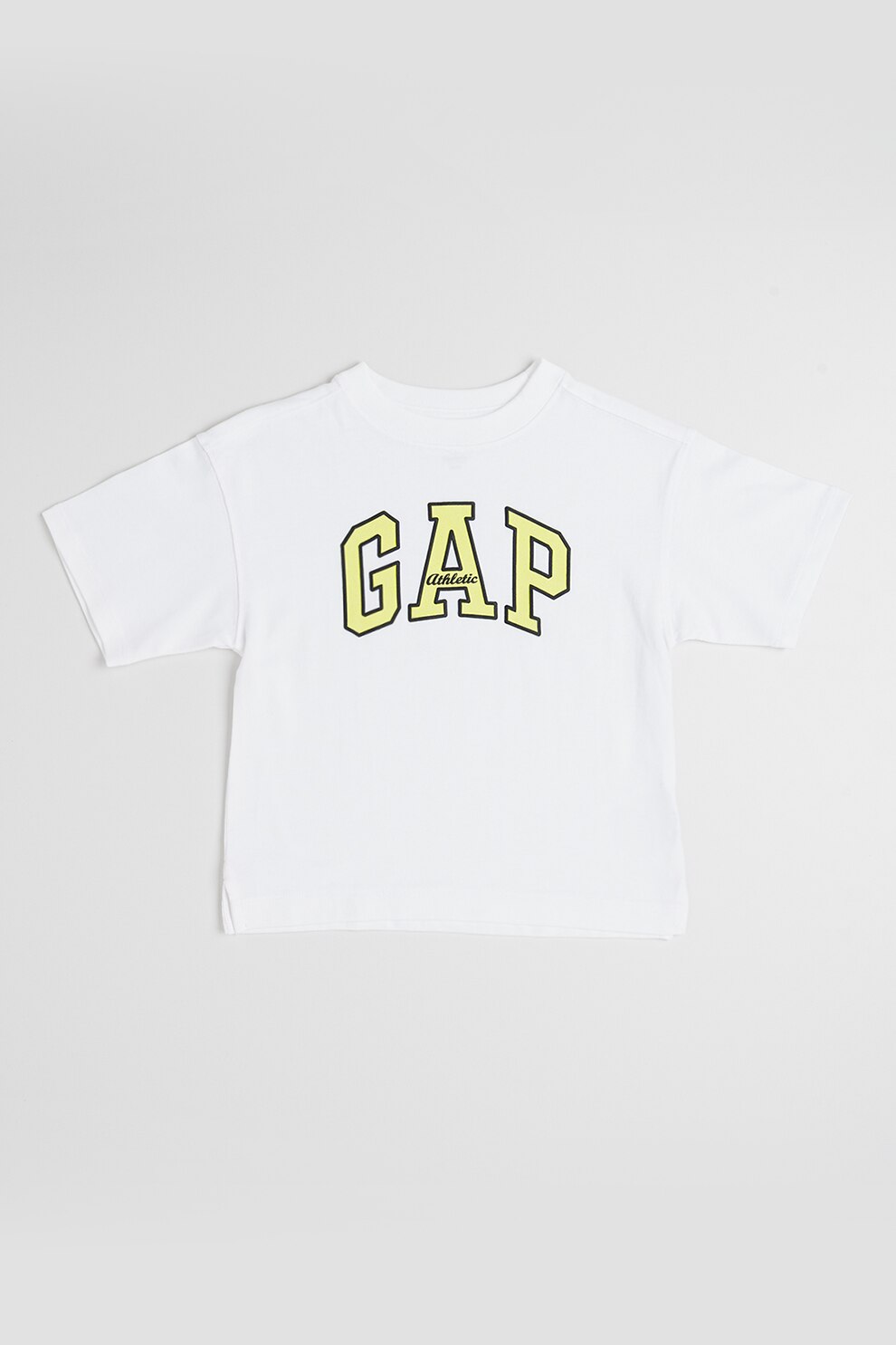 GAP, Tricou supradimensionat cu imprimeu logo, Galben pai, Alb optic, 130 CM