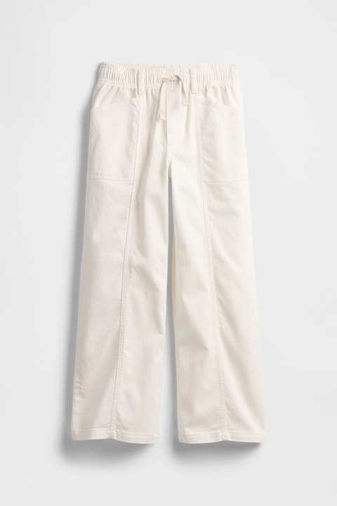 GAP, Bő szárú pamuttartalmú nadrág húzózsinórral, Törtfehér
