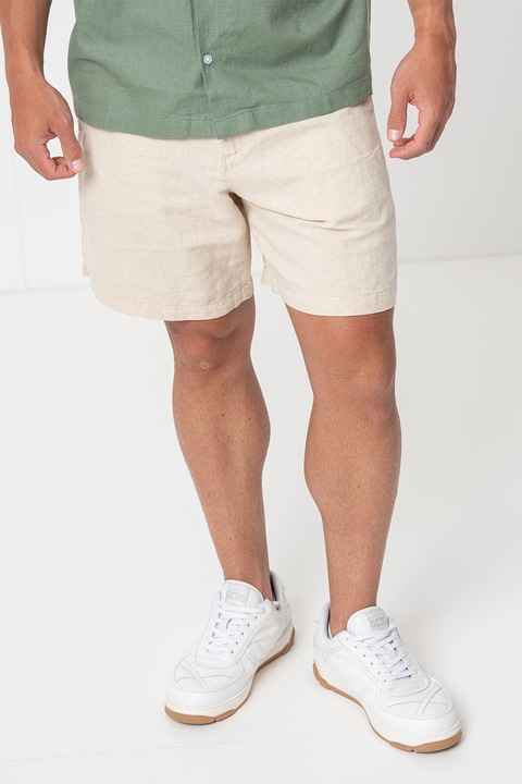 GAP, Bermude din amestec de in cu talie medie, Bej deschis, 34